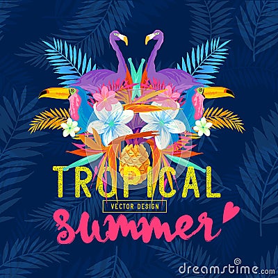 Vivid Tropical Love Vector Illustration