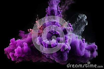 Vivid Violet colors Holi Powder paints blew up Stock Photo