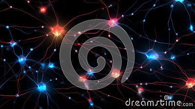 Vivid visualization of active neural networks a glimpse into the dynamic brain activity Cartoon Illustration