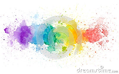 Vivid yellow orange red blue green violet watercolor background Stock Photo