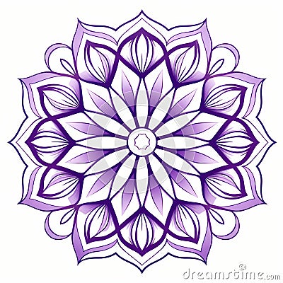 Vividly Bold Purple Flower Mandala Clipart With Flawless Line Work Cartoon Illustration