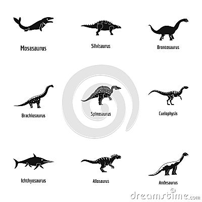 Viviparous lizard icons set, simple style Stock Photo