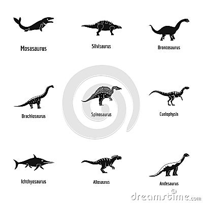 Viviparous lizard icons set, simple style Vector Illustration