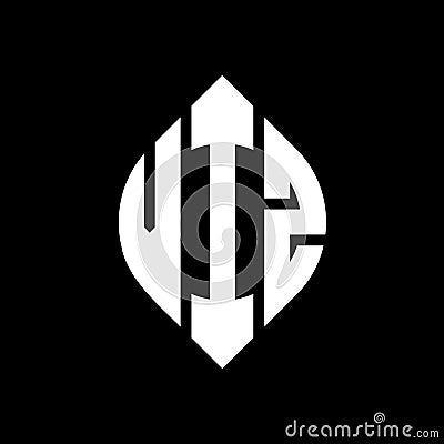VIZ circle letter logo design with circle and ellipse shape. VIZ ellipse letters with typographic style. The three initials form a Vector Illustration