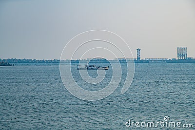Boat in sea beach blue sky Editorial Stock Photo