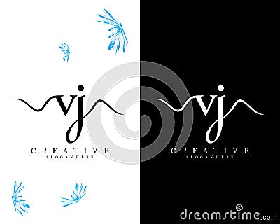 Vj, jv letters creative handwriting Logo design Template Vectof Vector Illustration