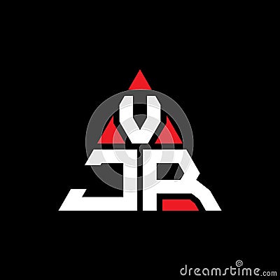 VJR triangle letter logo design with triangle shape. VJR triangle logo design monogram. VJR triangle vector logo template with red Vector Illustration