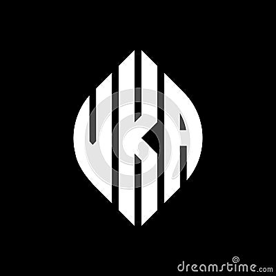 VKA circle letter logo design with circle and ellipse shape. VKA ellipse letters with typographic style. The three initials form a Vector Illustration