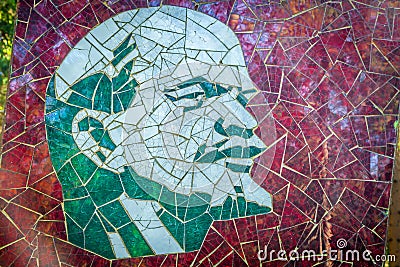 Vladimir Lenin head mosaic in Moscow, Russia Stock Photo