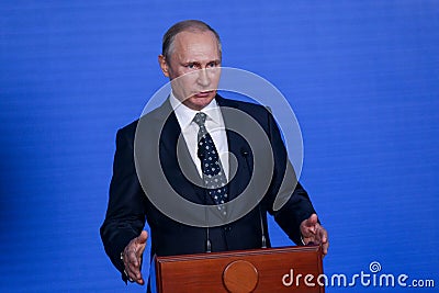 Speech by the President of the Russian Federation Vladimir Putin in the Primorsky Oceanarium Editorial Stock Photo