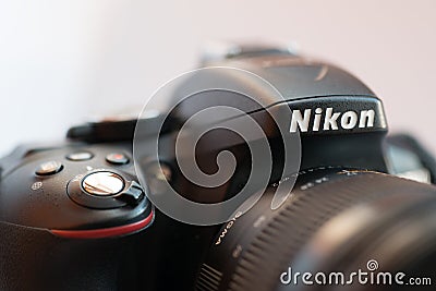 Nikon Camera Logo closeup. Editorial Stock Photo