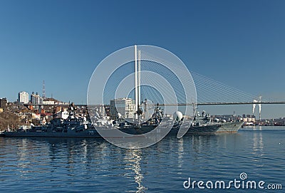 Vladivostok, Russia - January,02,2020: The warships of the Pacific Fleet Editorial Stock Photo