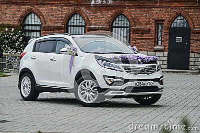 Vladivostok, Russia, July 16, 2016 Kia Sportage white is on the road in Vladivostok on 16 July 2016 Editorial Stock Photo