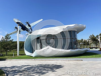 Vladivostok, Russia, September, 15, 2023.Shell-shaped pavilion at the Far East Street exhibition Editorial Stock Photo