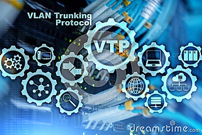 VLAN Trunking Protocol. Virtual Local Area Network. VTP. Stock Photo