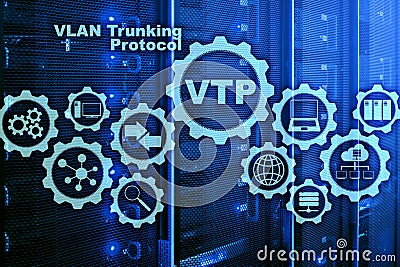 VLAN Trunking Protocol. Virtual Local Area Network. VTP. Stock Photo