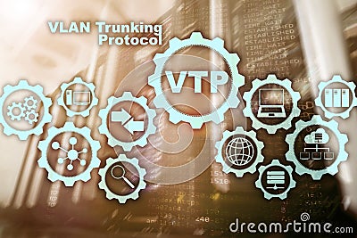 VLAN Trunking Protocol. Virtual Local Area Network. VTP Stock Photo