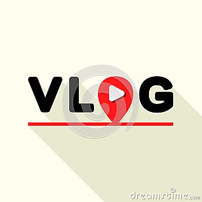 Vlog logo, flat style Vector Illustration