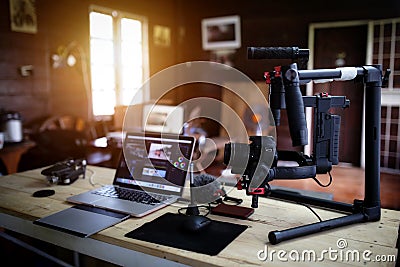 Vlogger equipment for Filming a movie or a video blog Stock Photo