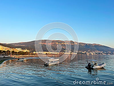 Vlore's Adriatic Blaze: Sunsets that Stir the Soul Stock Photo