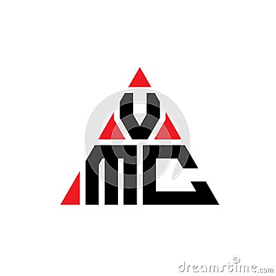 VMC triangle letter logo design with triangle shape. VMC triangle logo design monogram. VMC triangle vector logo template with red Vector Illustration
