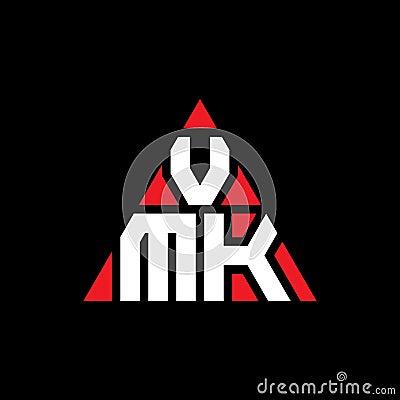 VMK triangle letter logo design with triangle shape. VMK triangle logo design monogram. VMK triangle vector logo template with red Vector Illustration