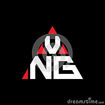 VNG triangle letter logo design with triangle shape. VNG triangle logo design monogram. VNG triangle vector logo template with red Vector Illustration