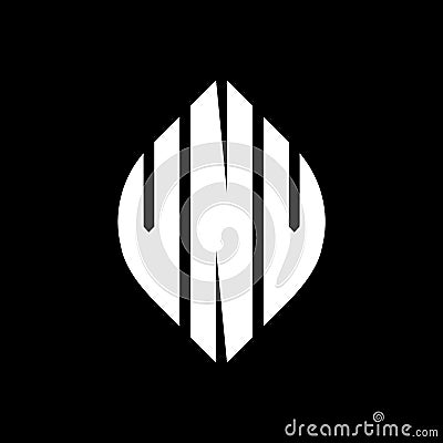 VNV circle letter logo design with circle and ellipse shape. VNV ellipse letters with typographic style. The three initials form a Vector Illustration