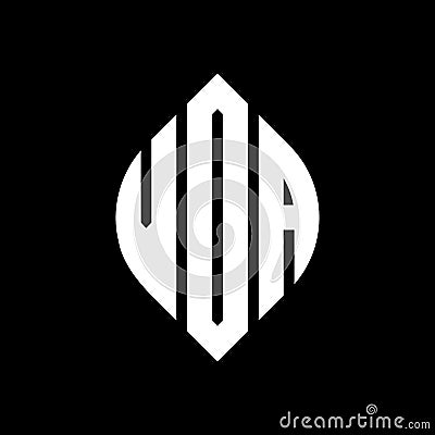 VOA circle letter logo design with circle and ellipse shape. VOA ellipse letters with typographic style. The three initials form a Vector Illustration