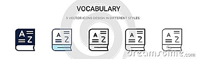 Vocabulary icon in filled, thin line, outline and stroke style. Vector illustration of two colored and black vocabulary vector Vector Illustration