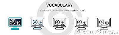 Vocabulary icon in filled, thin line, outline and stroke style. Vector illustration of two colored and black vocabulary vector Vector Illustration