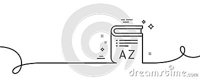 Vocabulary line icon. Book glossary sign. Continuous line with curl. Vector Vector Illustration