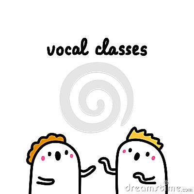 Vocal classes hand drawn vector illustration in cartoon comic style people singing together Cartoon Illustration