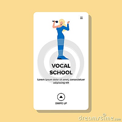 Vocal School Girl Student Performing Song Vector Vector Illustration
