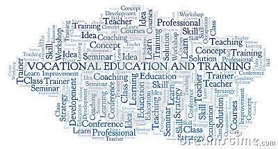 Vocational Education And Training word cloud. Stock Photo