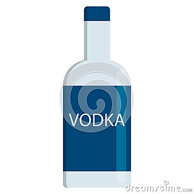 Vodka bottle alcoholic beverage flat icon Vector Illustration