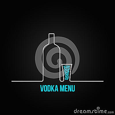 Vodka bottle glass deign menu background Vector Illustration