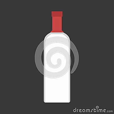 Vodka bottle liquid pub alcohol closeup vector symbol icon. Glass product drink shop Vector Illustration