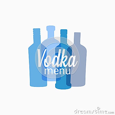 Vodka bottle logo. Vodka color banner on white Vector Illustration