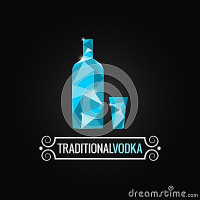 Vodka bottle poly design background Vector Illustration