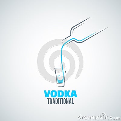 Vodka shot glass bottle background Vector Illustration