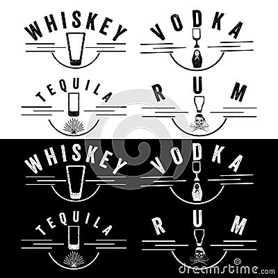 Vodka and tequila vintage labels set Vector Illustration