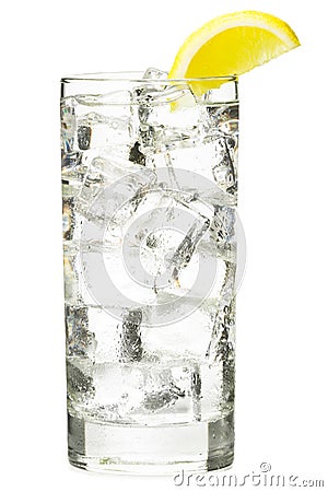 Vodka Tonic Clear Soda on White Stock Photo