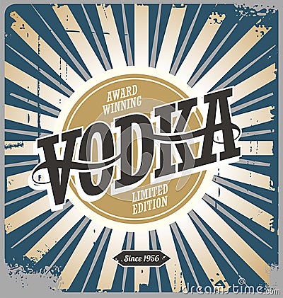 Vodka vintage tin sign Vector Illustration