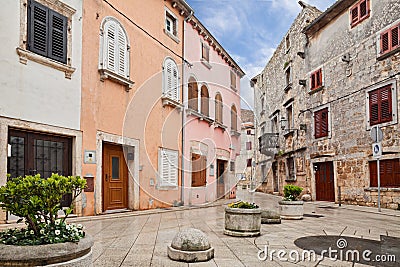 Vodnjan, Istria, Croatia: square in the old town near the city Pula Editorial Stock Photo