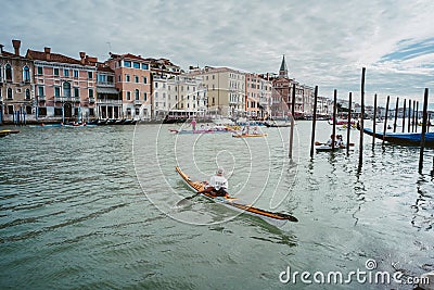 Vogalonga, Venice Italy. Editorial Stock Photo