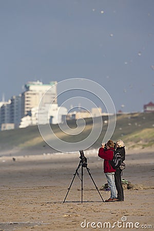 Vogelaars, Birdwatchers Editorial Stock Photo