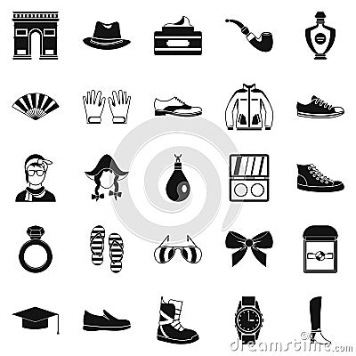 Vogue icons set, simple style Vector Illustration