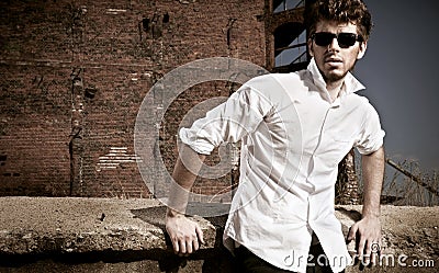 Vogue style photo of a handsome man Stock Photo