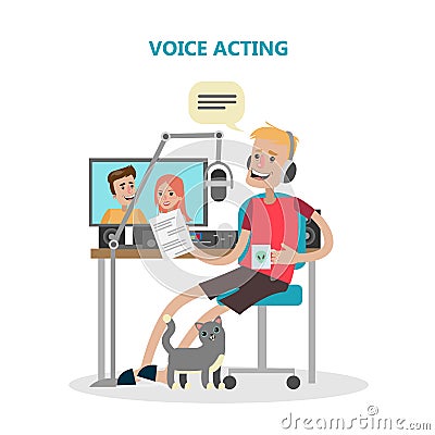 Voice acting man. Vector Illustration